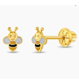 Or 14K Boucle d'oreille vissée en Or 14K Abeille