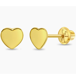 Or 14K Boucle d'oreille vissée en Or 14K Coeur Plein