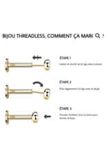 Barbell 14ga/16mm 5 pierres Gold Titanium Threadless