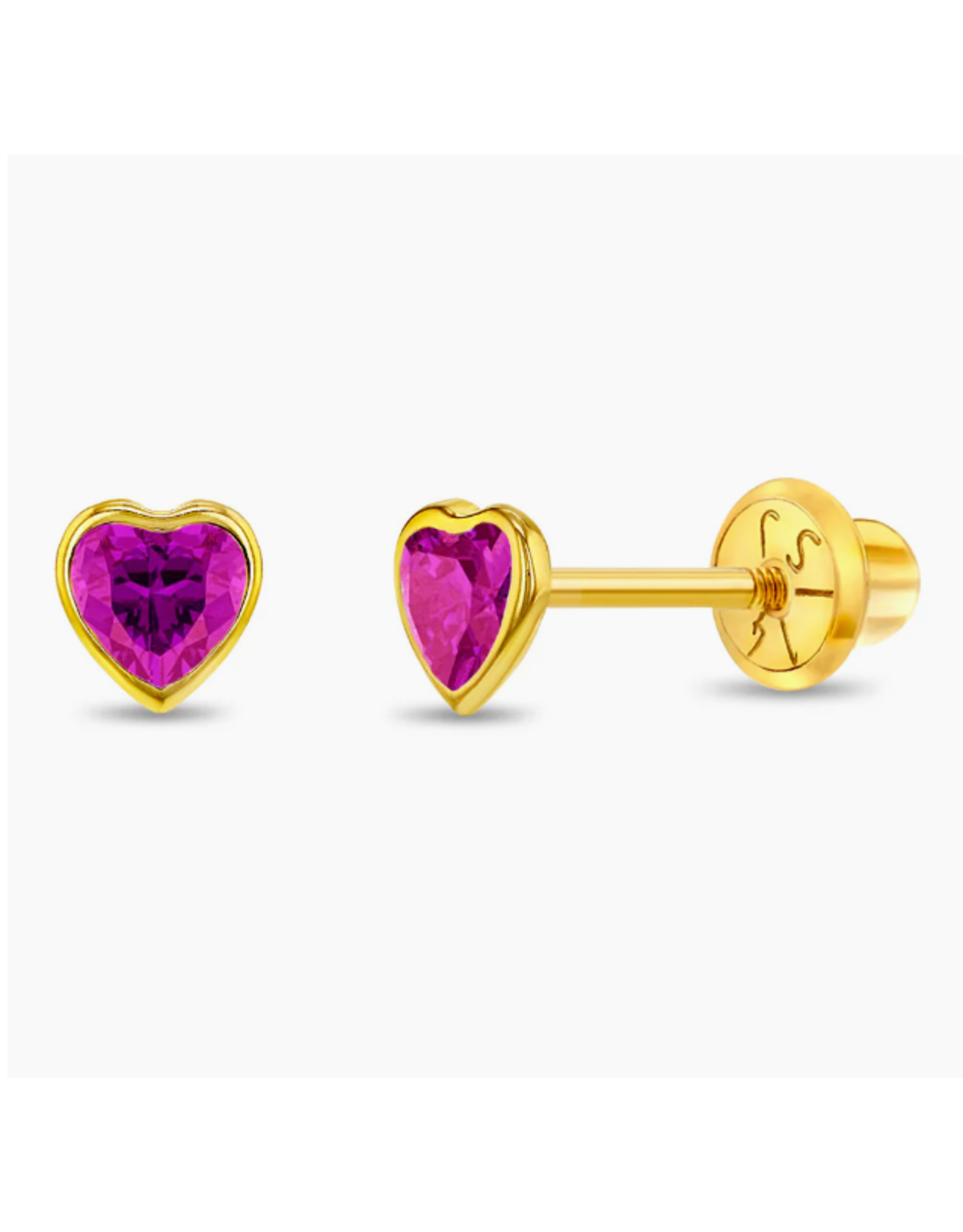 Or 14K Boucle d'oreille vissée Or 14K Coeur round