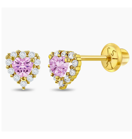 Or 14K Boucle d'oreille vissée Coeur de Diamant