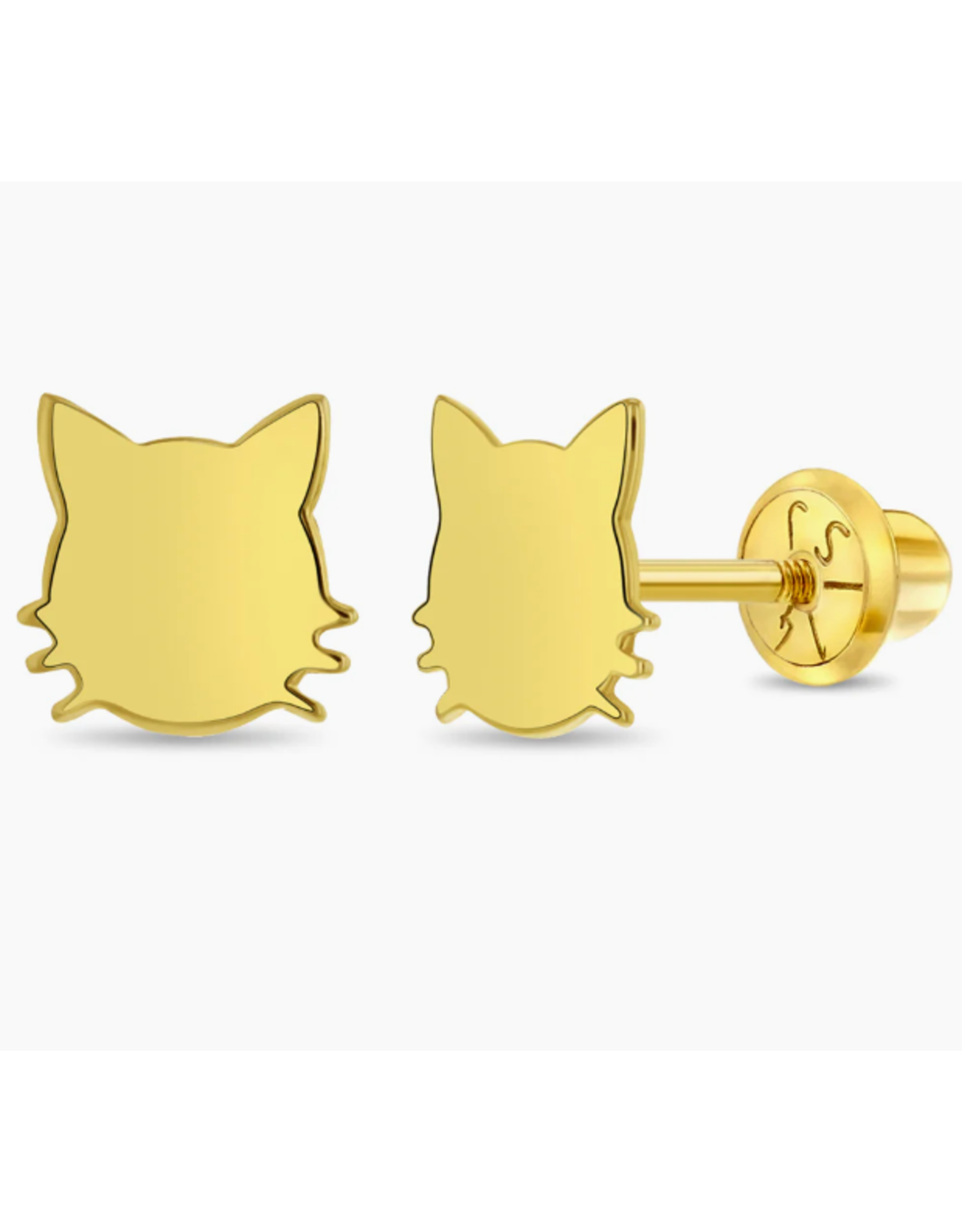 Or 14K Boucle d'oreille vissée Or 14K Chat Plain