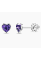 Or 14K Boucle d'oreille vissée OR BLANC Coeur round