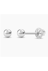 Or 14K Boucle d'oreille vissée Or Blanc 14K Boule Plain