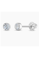 Or 14K Boucle d'oreille vissée OR BLANC 14K Round