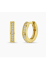 Or 14K Huggies carré avec Zircons en Or Jaune 14K 7mm
