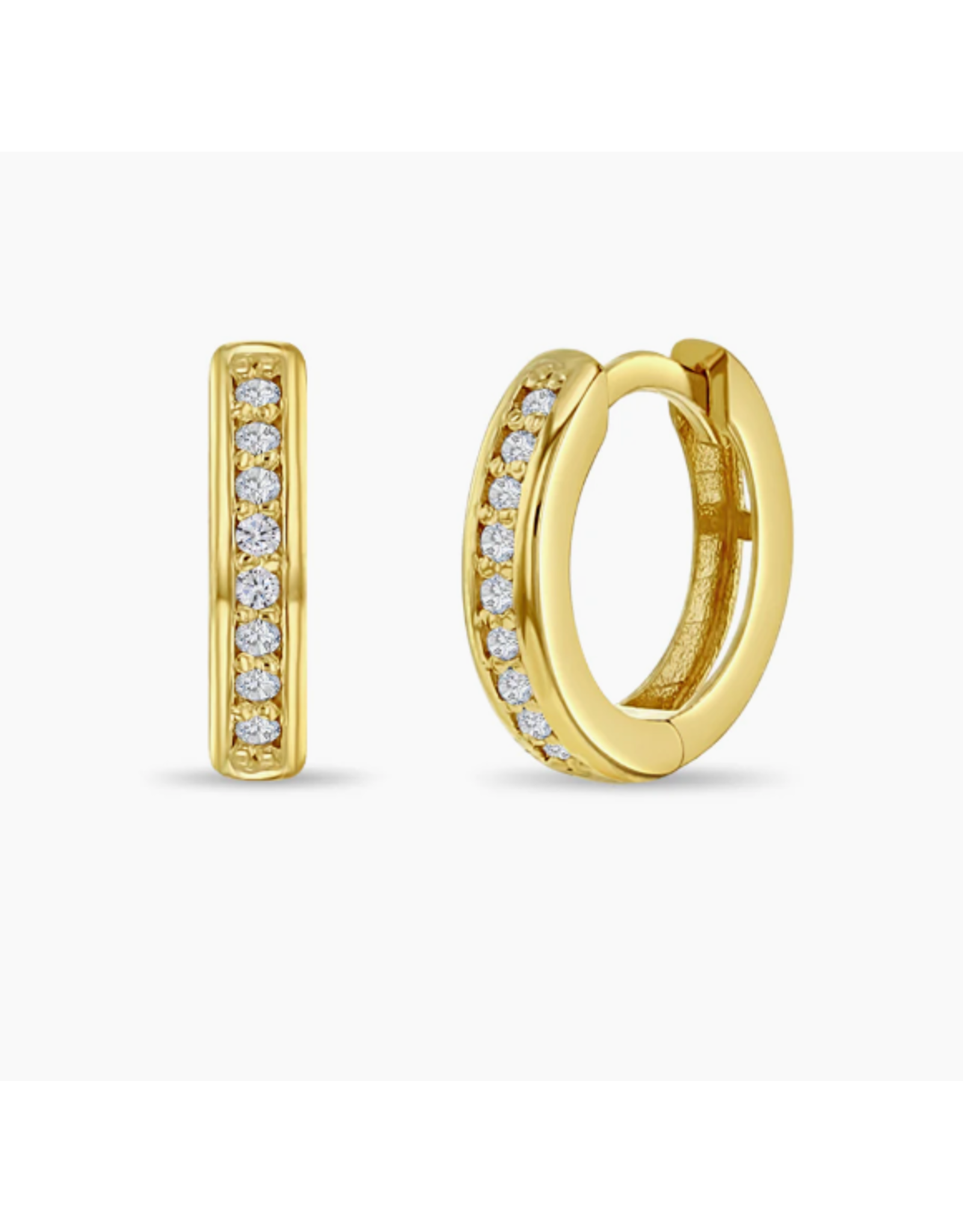 Or 14K Huggies carré avec Zircons en Or Jaune 14K 7mm