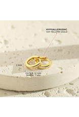 Or 14K Huggies carré avec Zircons en Or Jaune 14K 7mm