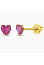 Or 14K Boucle d'oreille vissée Or 14K Coeur griffé