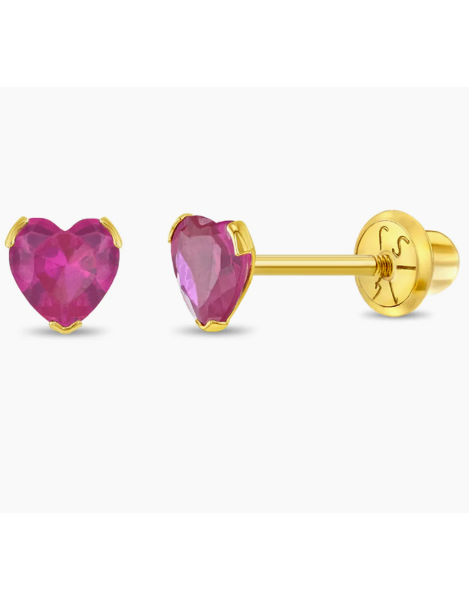 Or 14K Boucle d'oreille vissée Or 14K Coeur griffé