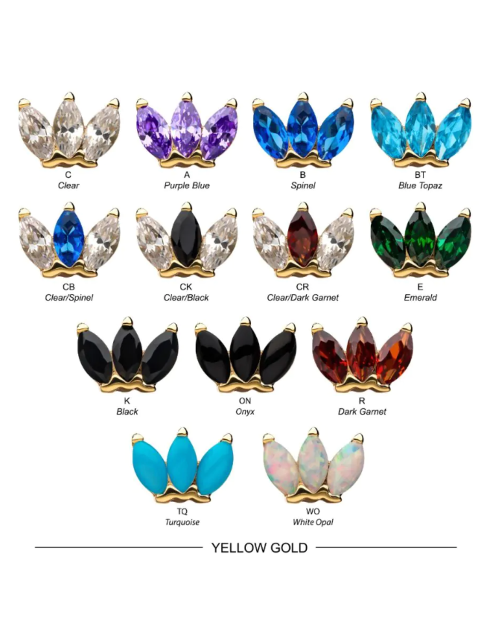 Or 14K Embout Threadless Marquise 14K