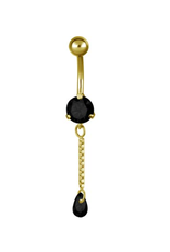 Gold PVD Barbell 14ga Gold pendentif chaînette et goutte