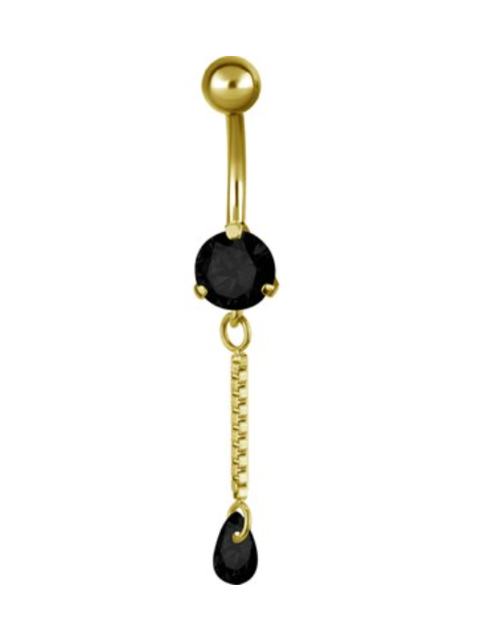 Gold PVD Barbell 14ga Gold pendentif chaînette et goutte