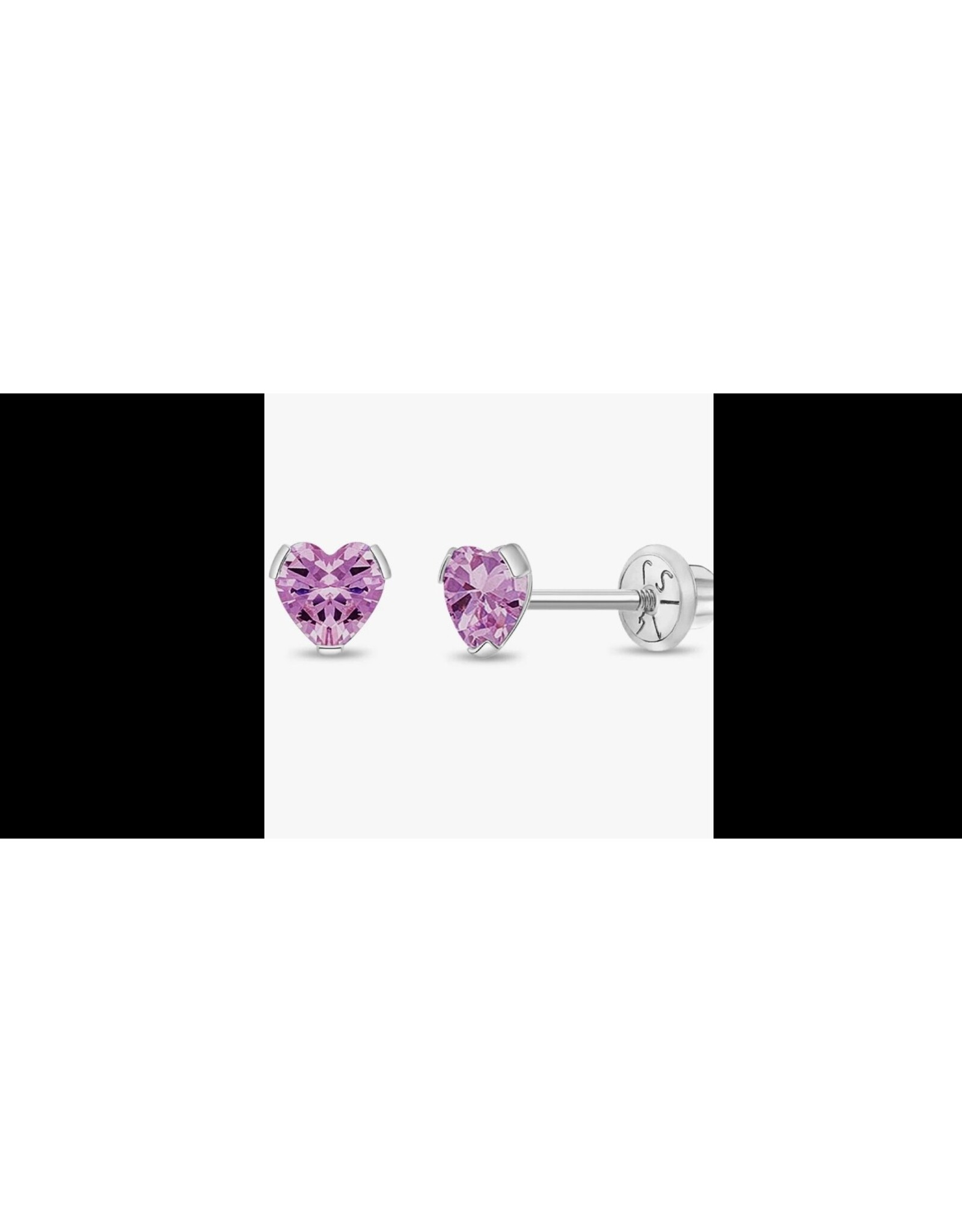 Or 14K Boucle d'oreille Vissée OR BLANC Coeur griffé