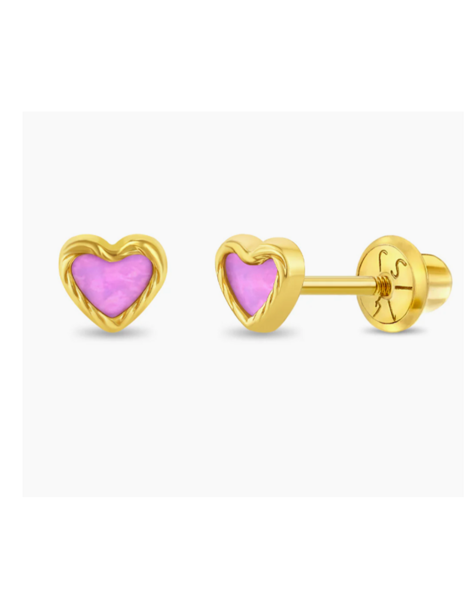 Or 14K Boucle d'oreille vissée Or 14K Pinky torsade coeur