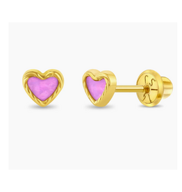 Or 14K Boucle d'oreille vissée Or 14K Pinky torsade coeur
