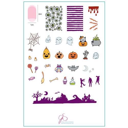 Clear Jelly Stamper Canada Steel Stamping Plate (14cm x 9cm) CJSH- 21 Halloween- Witches Brew