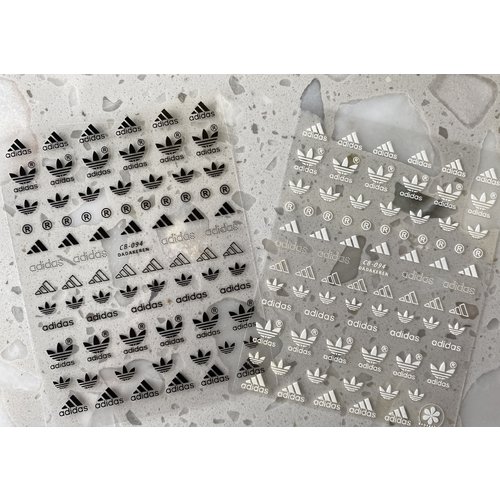 Nail Art Designer Adidas Black & White Stickers 2 Pack