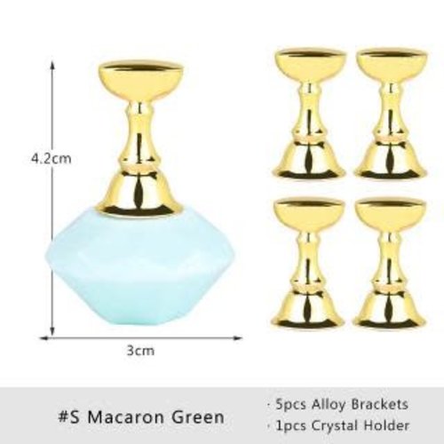 Nail Art nail tip display green with holder 5pcs