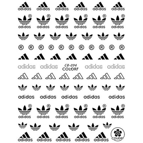 Nail Art Designer Adidas Black & White Stickers 2 Pack