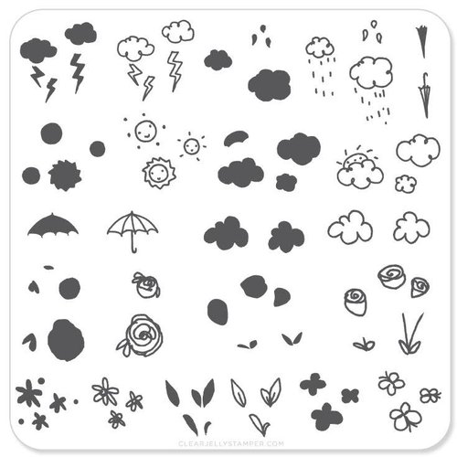 Clear Jelly Stamper Canada Steel Stamping Plates (6cm x 6cm) CjS-21 Flower and Sky Doodle