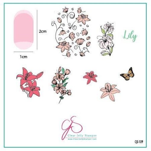 Clear Jelly Stamper Canada Steel Stamping Plates (6cm x 6cm) CjS-109 Lovely Lilies