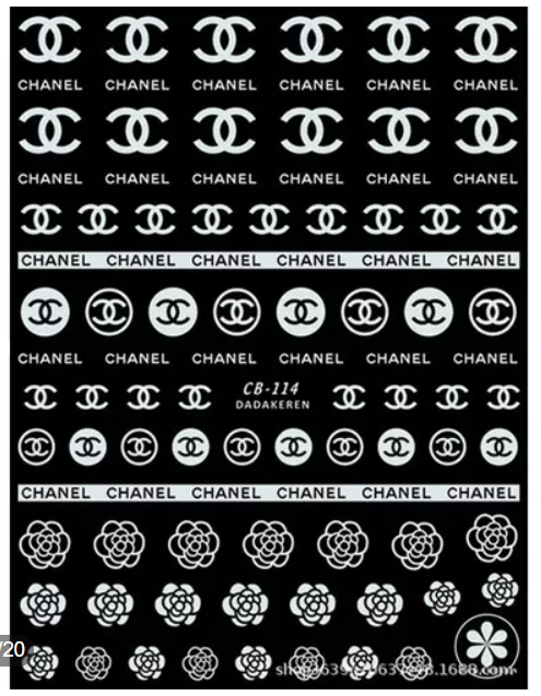 Nail Art Designer YVS/Chanel designer stickers 2pk - Atlantic Nail Supply