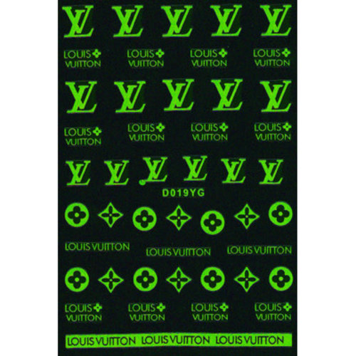 Nail Art Designer Louis Vuitton stickers Glow in the dark D019YG Nail Art Designer Louis Vuitton stickers Glow in the dark D019YG