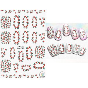 Nail Art Red flower stickers CA580