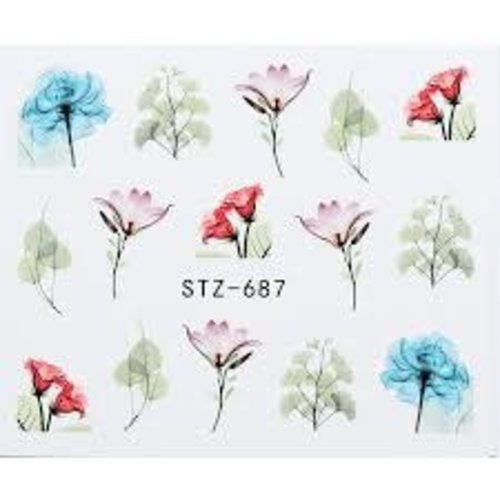 Nail Art Flower Water Decal STZ-687