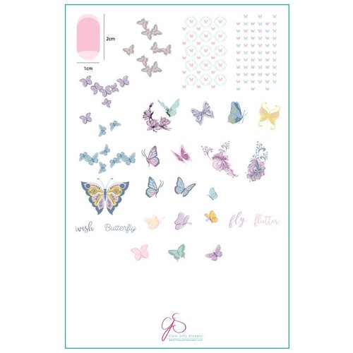 Clear Jelly Stamper Canada Steel Stamping Plate (14cm x 9cm) CJS- 92 Butterfly Wishes