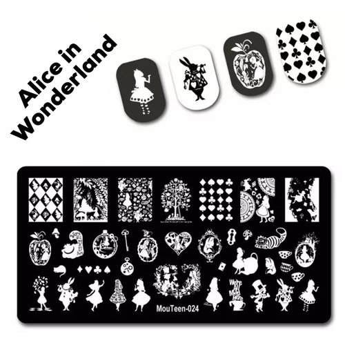 Nail Art Alice in Wonderland Stamping Plate Nail Art Alice in Wonderland Stamping Plate