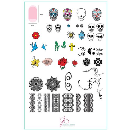 Clear Jelly Stamper Canada Steel Stamping Plate (14cm x 9cm) Dark Eyes – ‘Calaveras’ (CjS LC-32)