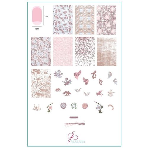 Clear Jelly Stamper Canada Steel Stamping Plate (14cm x 9cm) Grunge Series - Dainty (CjS-190) Clear Jelly Stamper Canada Steel Stamping Plate (14cm x 9cm) Grunge Series - Dainty (CjS-190)