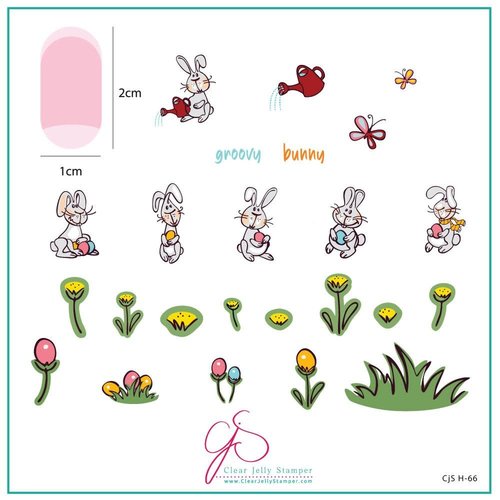 Clear Jelly Stamper Canada Groovy Bunny (CjSH-66) Steel Stamping Plate (8 x 8)
