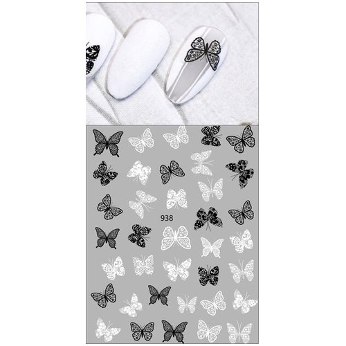 Nail Art black and white butterfly stickers 938 Nail Art black and white butterfly stickers 938