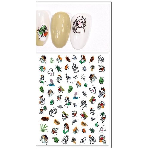 Nail Art Abstract faces stickers 1121