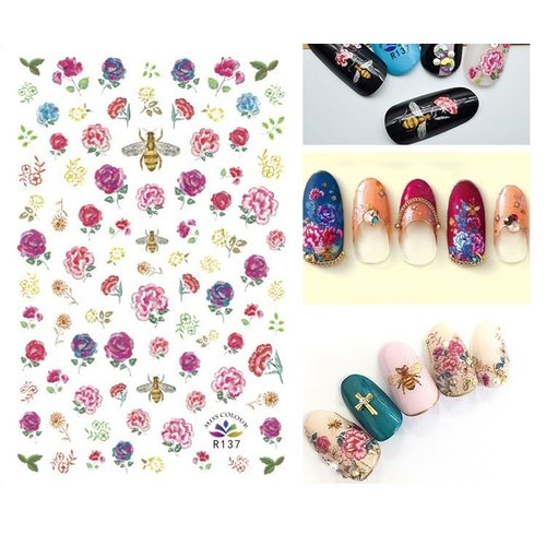 Nail Art Bee and flower stickers R137 Nail Art Bee and flower stickers R137