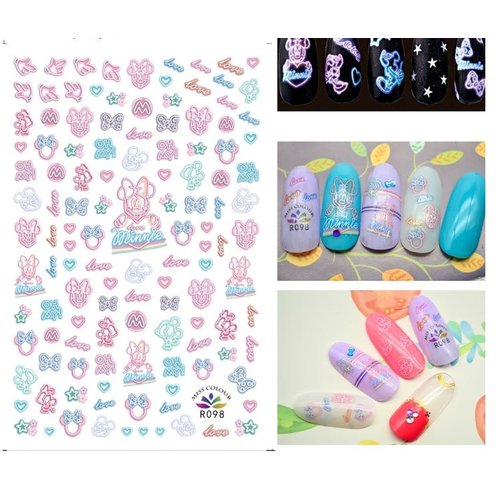 Nail Art Neon Minnie stickers R098