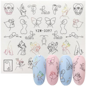 Nail Art abstract faces Water Decal YZW- 3397