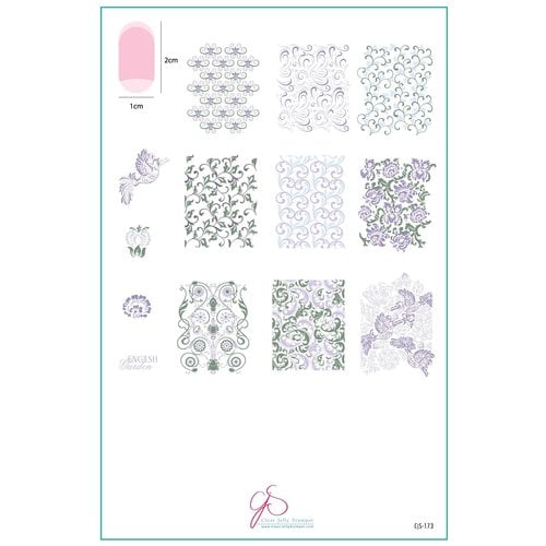 Clear Jelly Stamper Canada English Garden Swirls (CjS-173) Steel Nail Art Stamping Plate (14cm x 9cm)
