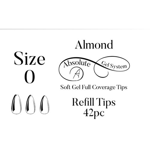 Absolute Gel System Almond Size 0 Refill Full Coverage Soft Gel Tips Absolute Gel System Almond Size 0 Refill Full Coverage Soft Gel Tips