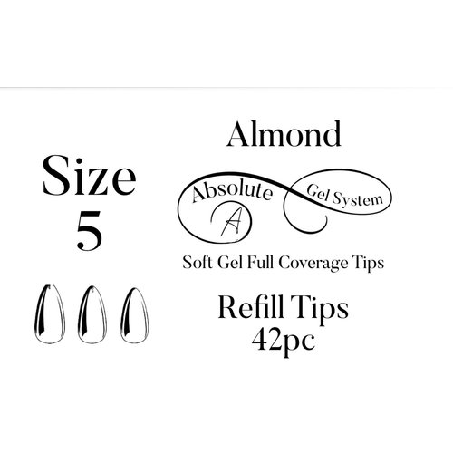 Absolute Gel System Medium Almond Size 5 Refill Full Coverage Soft Gel Tips Absolute Gel System Medium Almond Size 5 Refill Full Coverage Soft Gel Tips