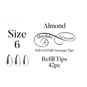 Absolute Gel System Almond Size 6 Refill Full Coverage Soft Gel Tips