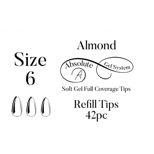 Absolute Gel System Medium Almond Size 6 Refill Full Coverage Soft Gel Tips Absolute Gel System Medium Almond Size 6 Refill Full Coverage Soft Gel Tips