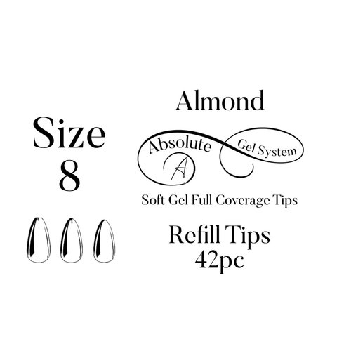 Absolute Gel System Medium Almond Size 8 Refill Full Coverage Soft Gel Tips Absolute Gel System Medium Almond Size 8 Refill Full Coverage Soft Gel Tips
