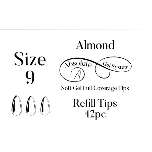 Absolute Gel System Medium Almond Size 9 Refill Full Coverage Soft Gel Tips Absolute Gel System Medium Almond Size 9 Refill Full Coverage Soft Gel Tips