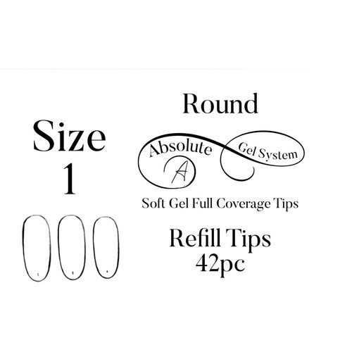 Absolute Gel System Round Size 1 Refill Full Coverage Soft Gel Tips