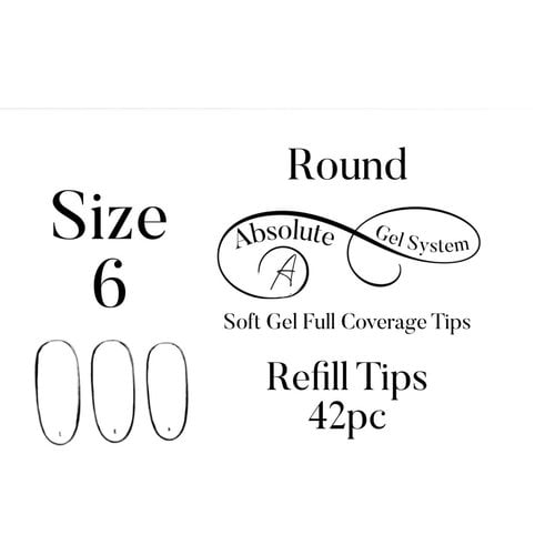 Absolute Gel System Round Size 6 Refill Full Coverage Soft Gel Tips