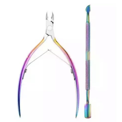 Golden Devon Rainbow Cuticle Nippers and Cuticle Pusher set Golden Devon Rainbow Cuticle Nippers and Cuticle Pusher set